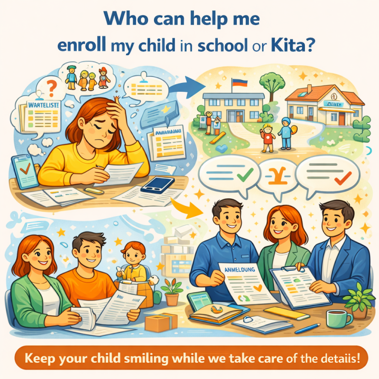 Who can help me enroll my child in school or Kita?